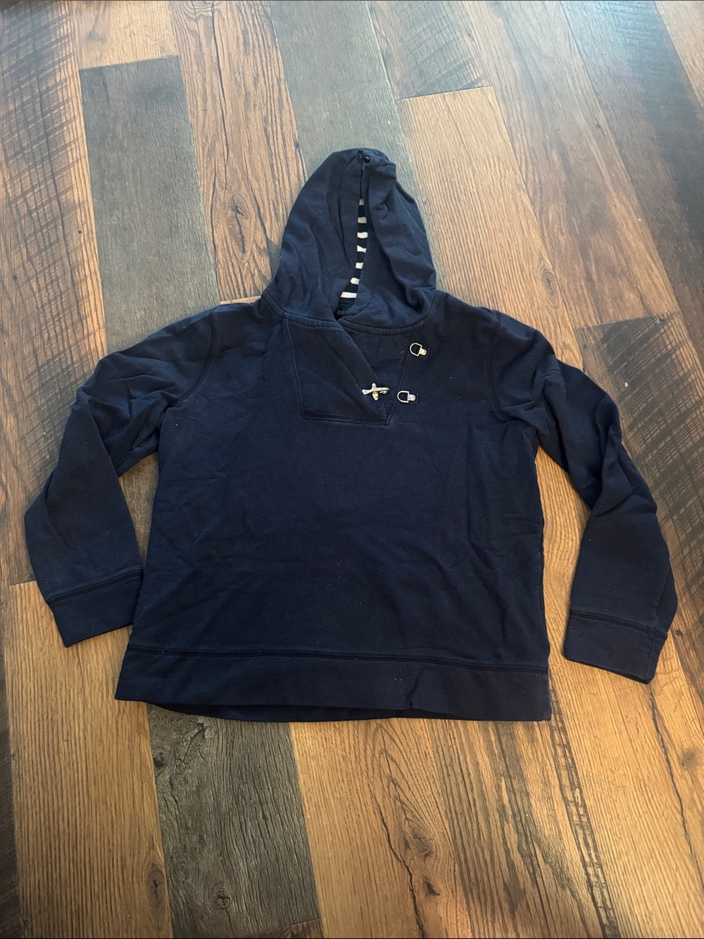 Ralph Lauren Navy and White Striped Hooded Pullover